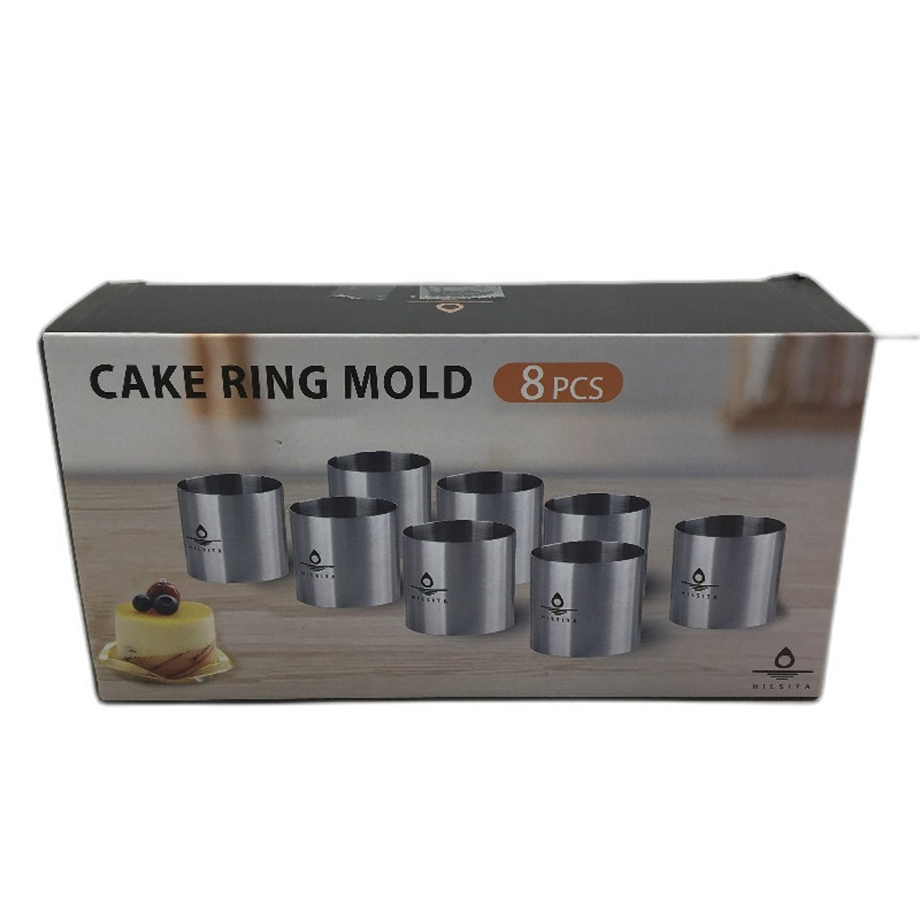 Hilsita 8PCS Stainless Steel Seamless Mousse Cake Ring Mold Round Cutter NEW