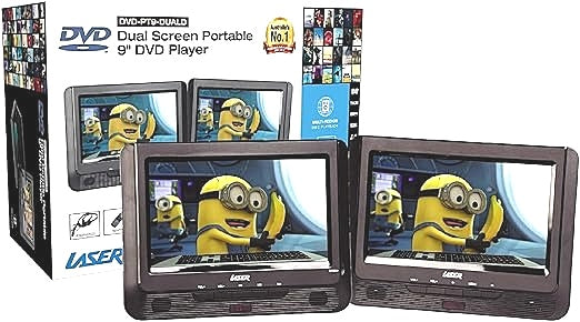 Laser 9 Inch Dual Screen Portable Multi-region Playback LCD DVD Player NEW
