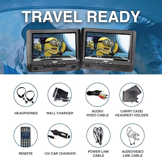 Laser 9 Inch Dual Screen Portable Multi-region Playback LCD DVD Player NEW