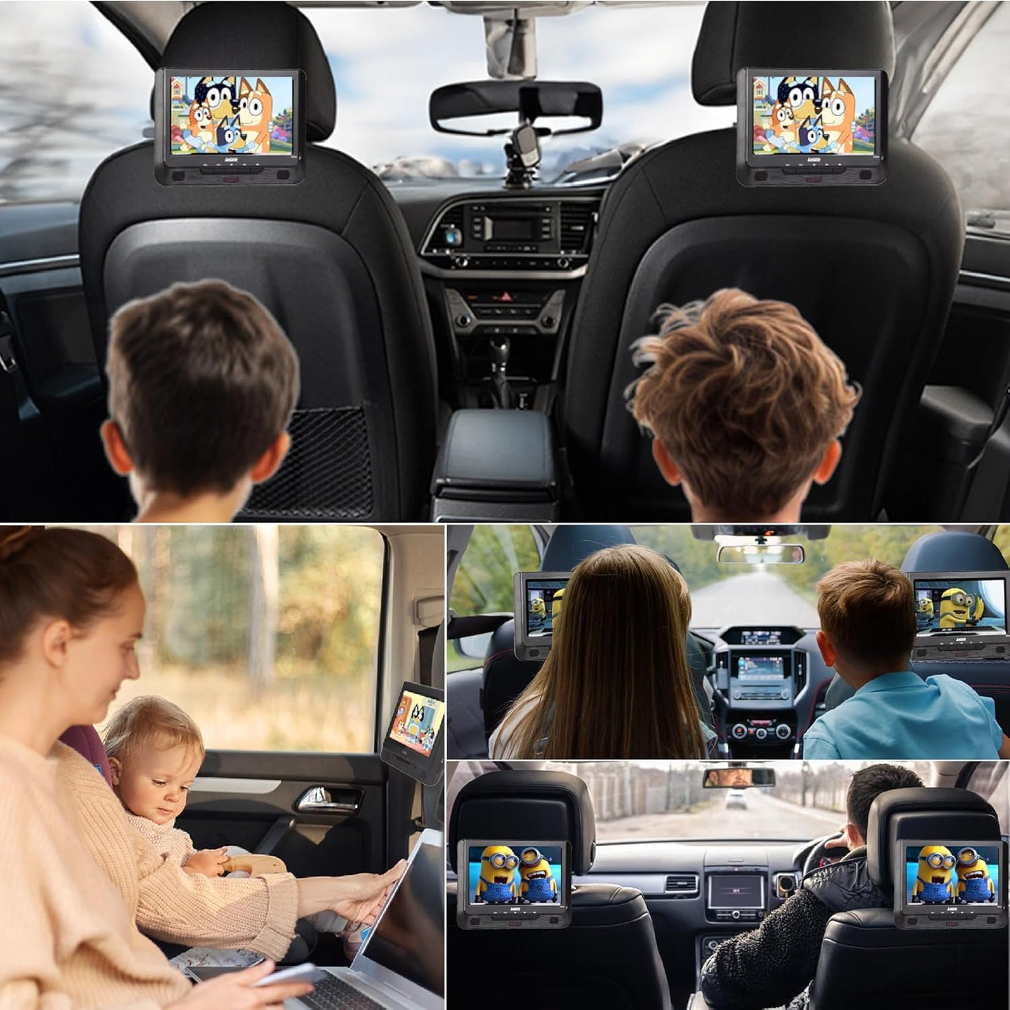 Laser 9 Inch Dual Screen Portable Multi-region Playback LCD DVD Player NEW