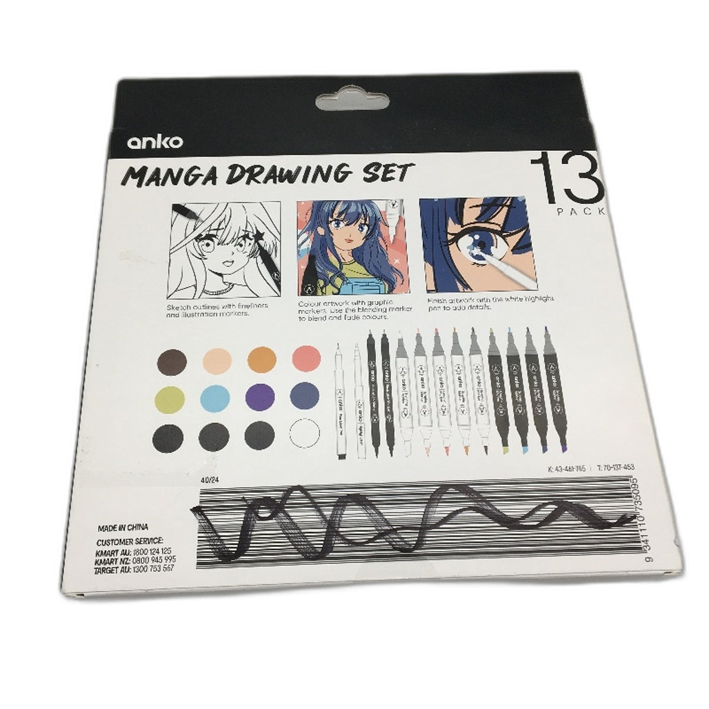 3 Pack V2 Sketch & Colour Set, Manga Pens and Air Dry Clay Art Bundle NEW