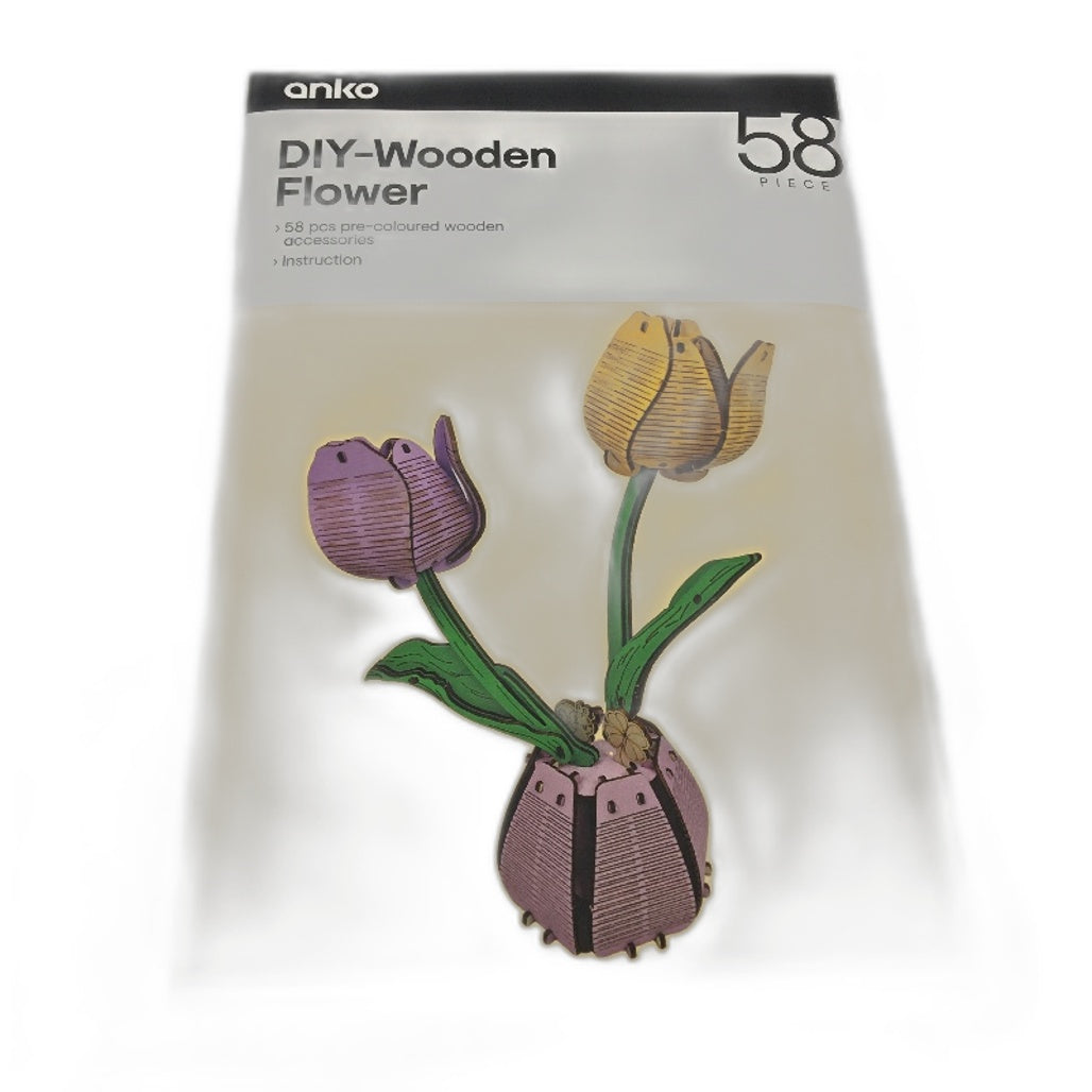 3 Pack Paint by Numbers, DIY Wooden Flower and 15 Piece Brush Set Art Bundle NEW