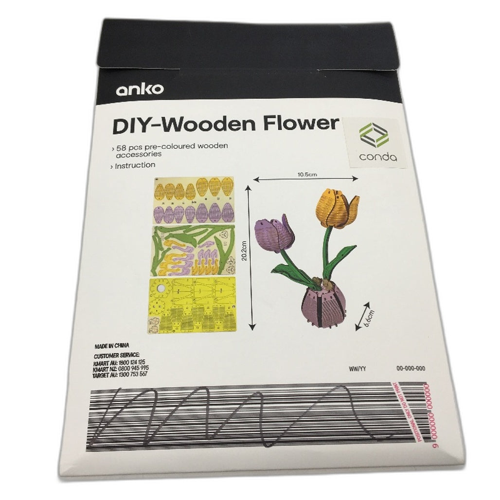 3 Pack Paint by Numbers, DIY Wooden Flower and 15 Piece Brush Set Art Bundle NEW
