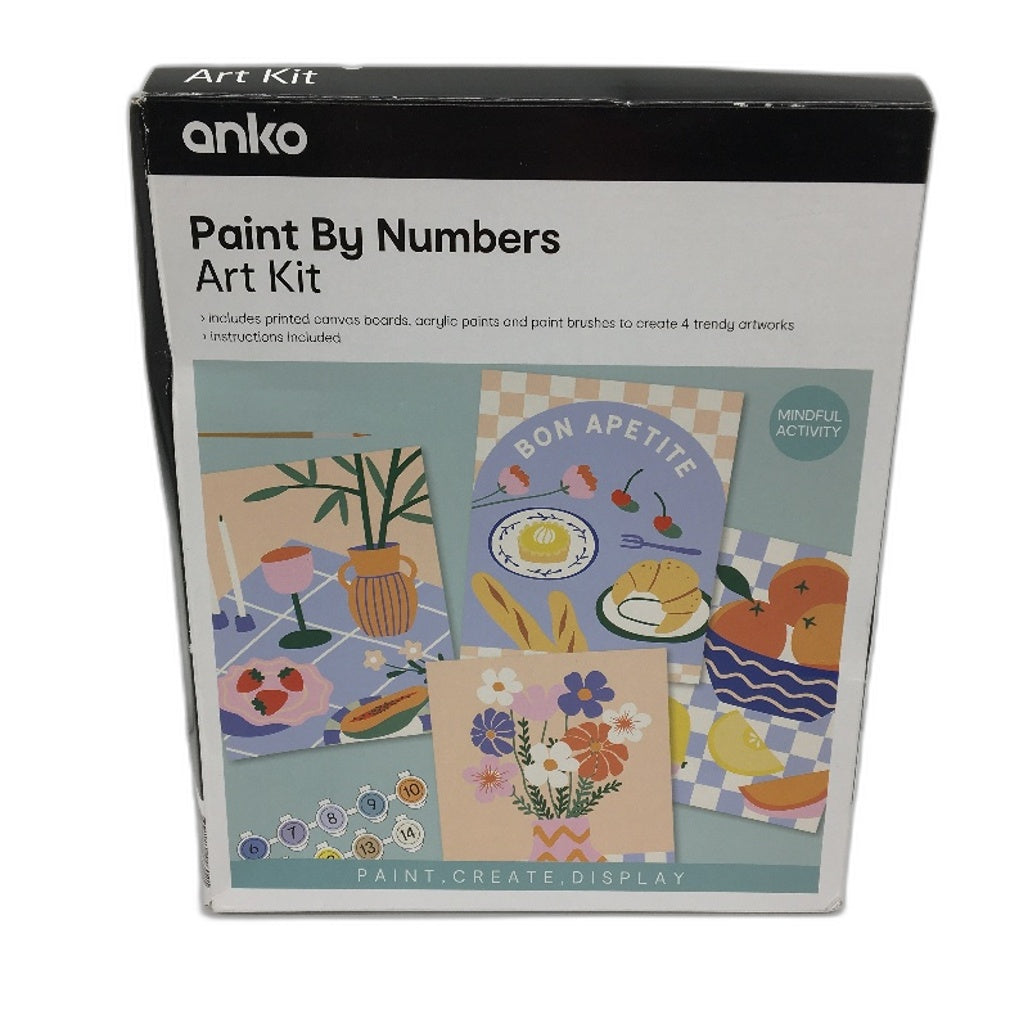 3 Pack Paint by Numbers, DIY Wooden Flower and 15 Piece Brush Set Art Bundle NEW