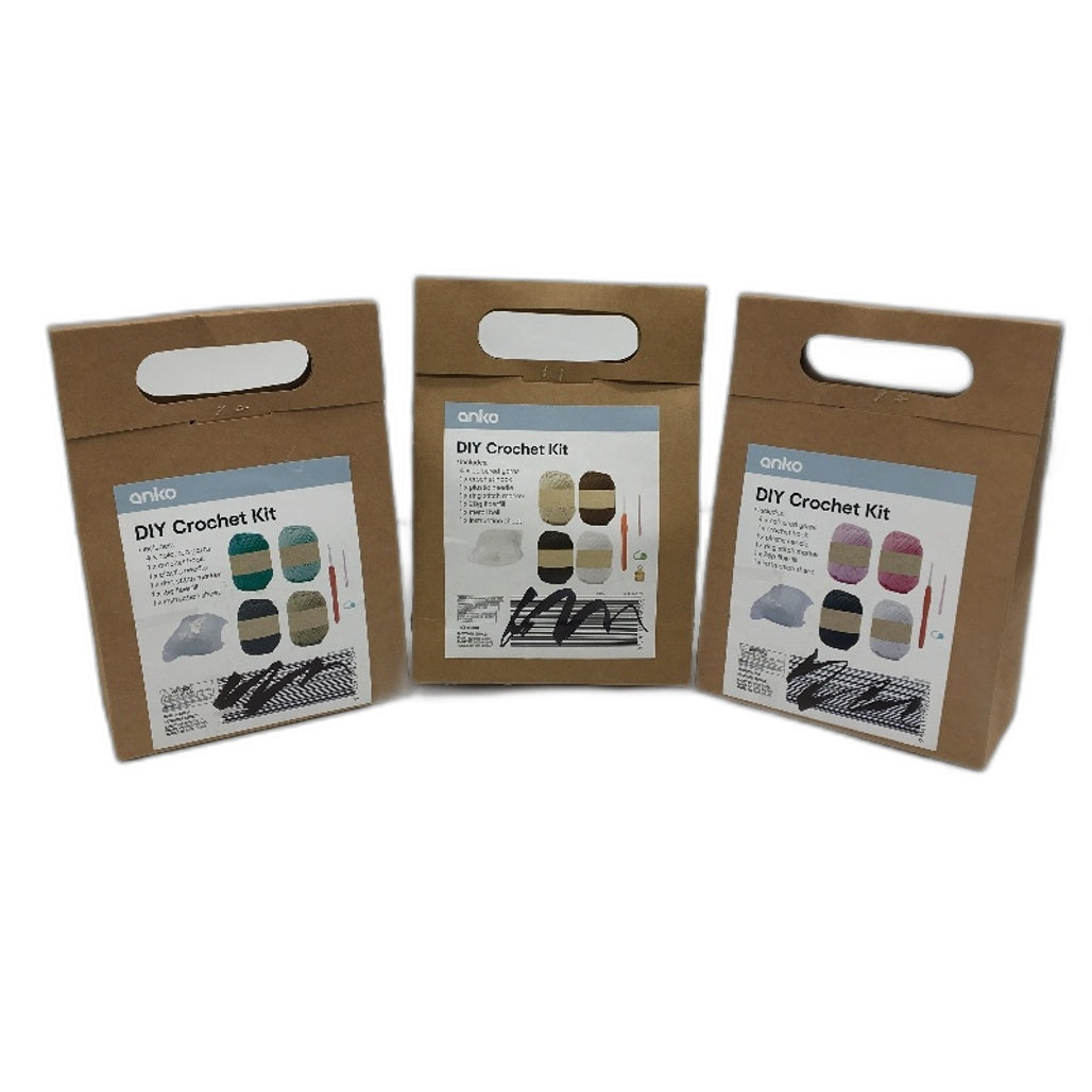 3 Pack Axolotl, Turtle and Cow DIY Crochet Art Kit NEW