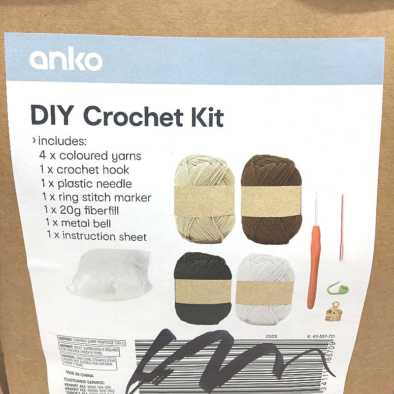3 Pack Axolotl, Turtle and Cow DIY Crochet Art Kit NEW