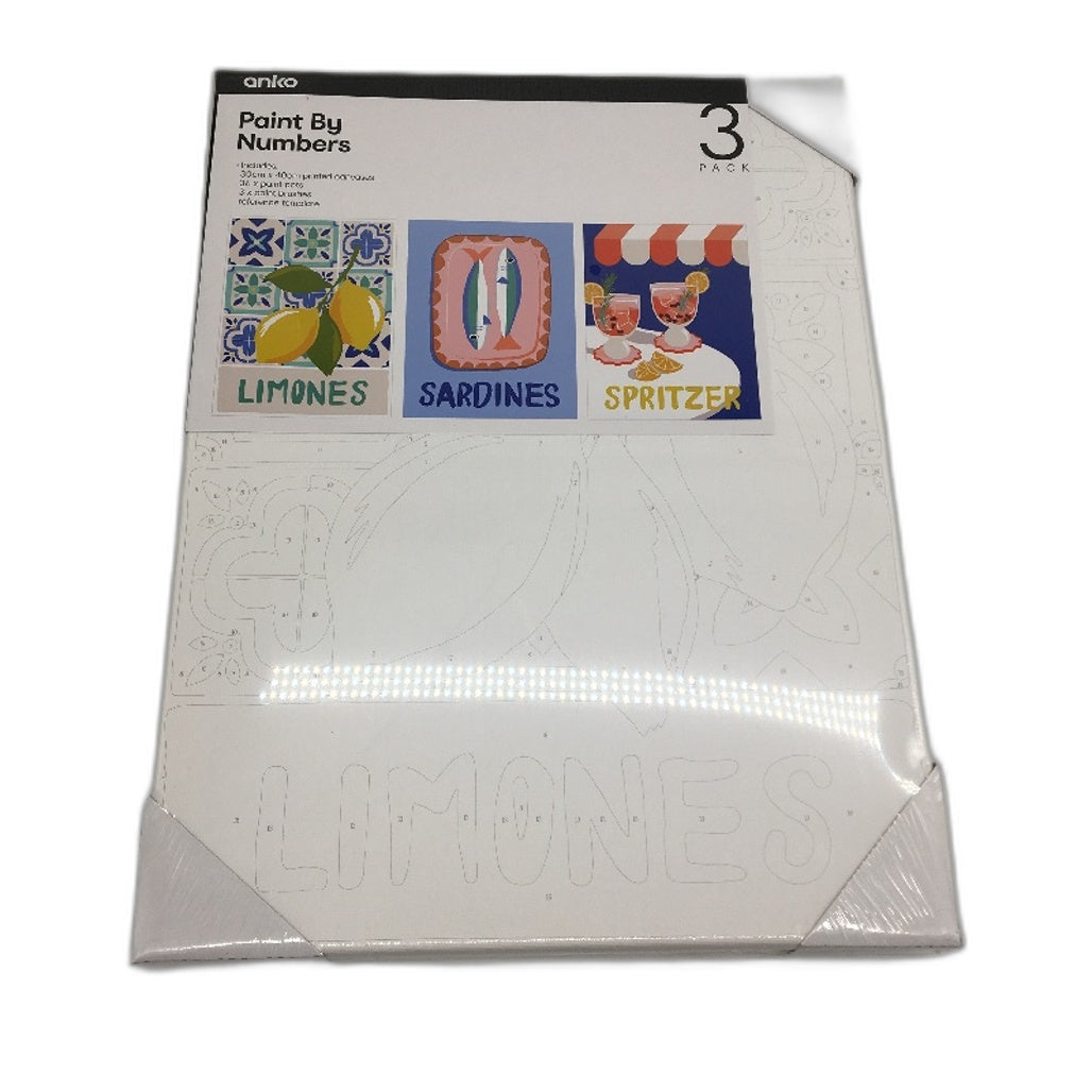 3 Pack Paint By Numbers Sicily, Mediterranean & Bold Floral Canvas Bundle NEW