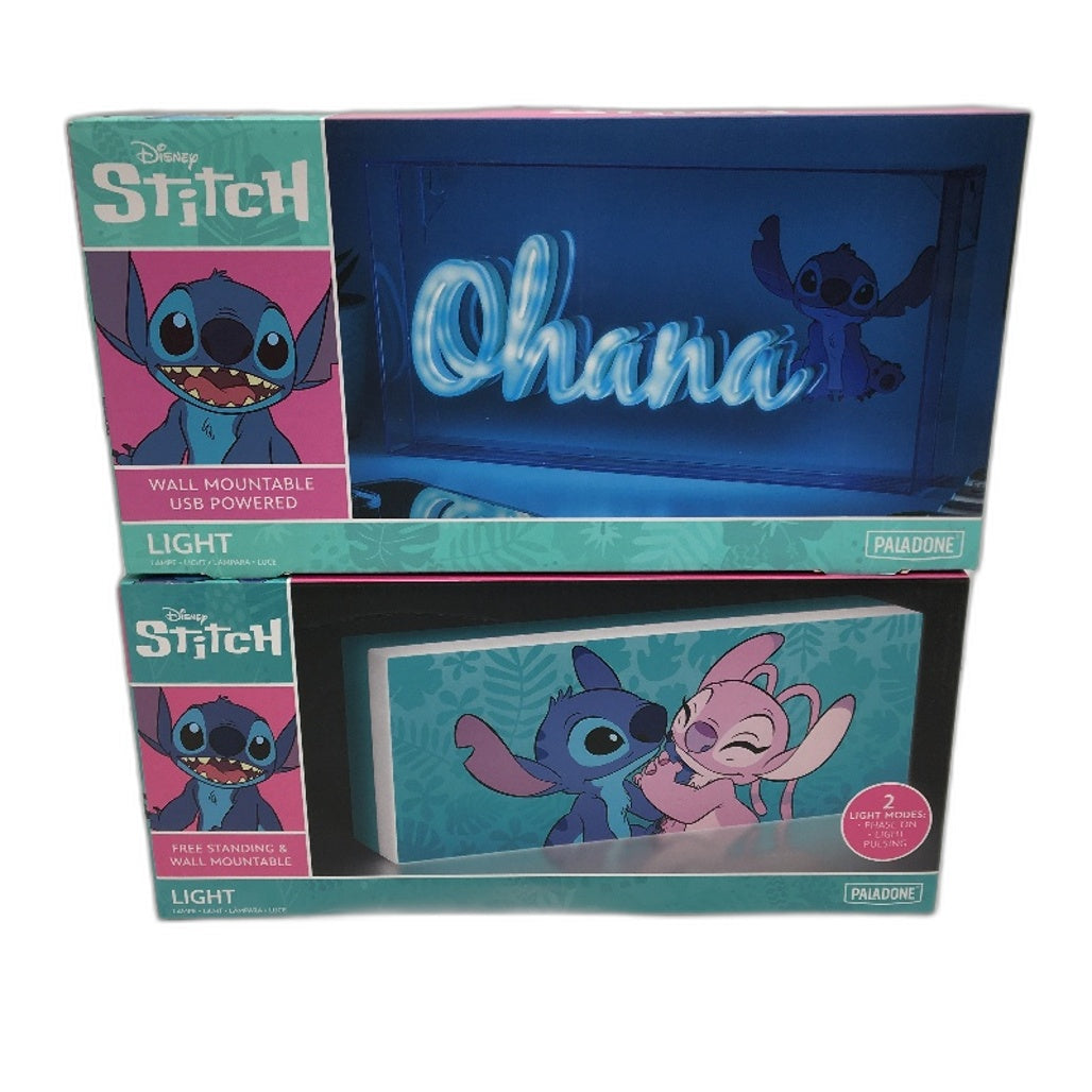 2 Pack Disney Stitch and Angel Free Standing & Mountable 30cm Wide Light NEW