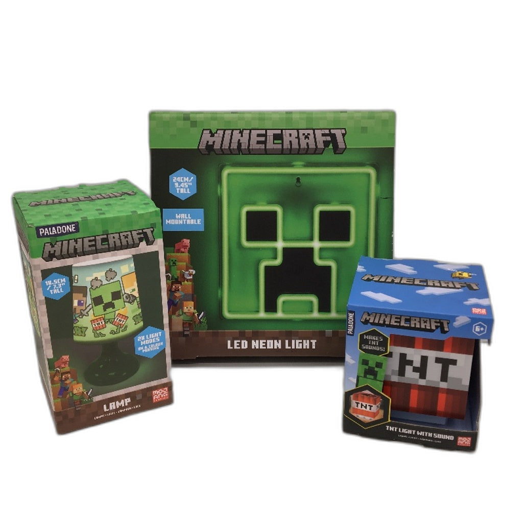 3 Pack Paladone Minecraft Desktop and Wall Mounted Home Decor Lights NEW