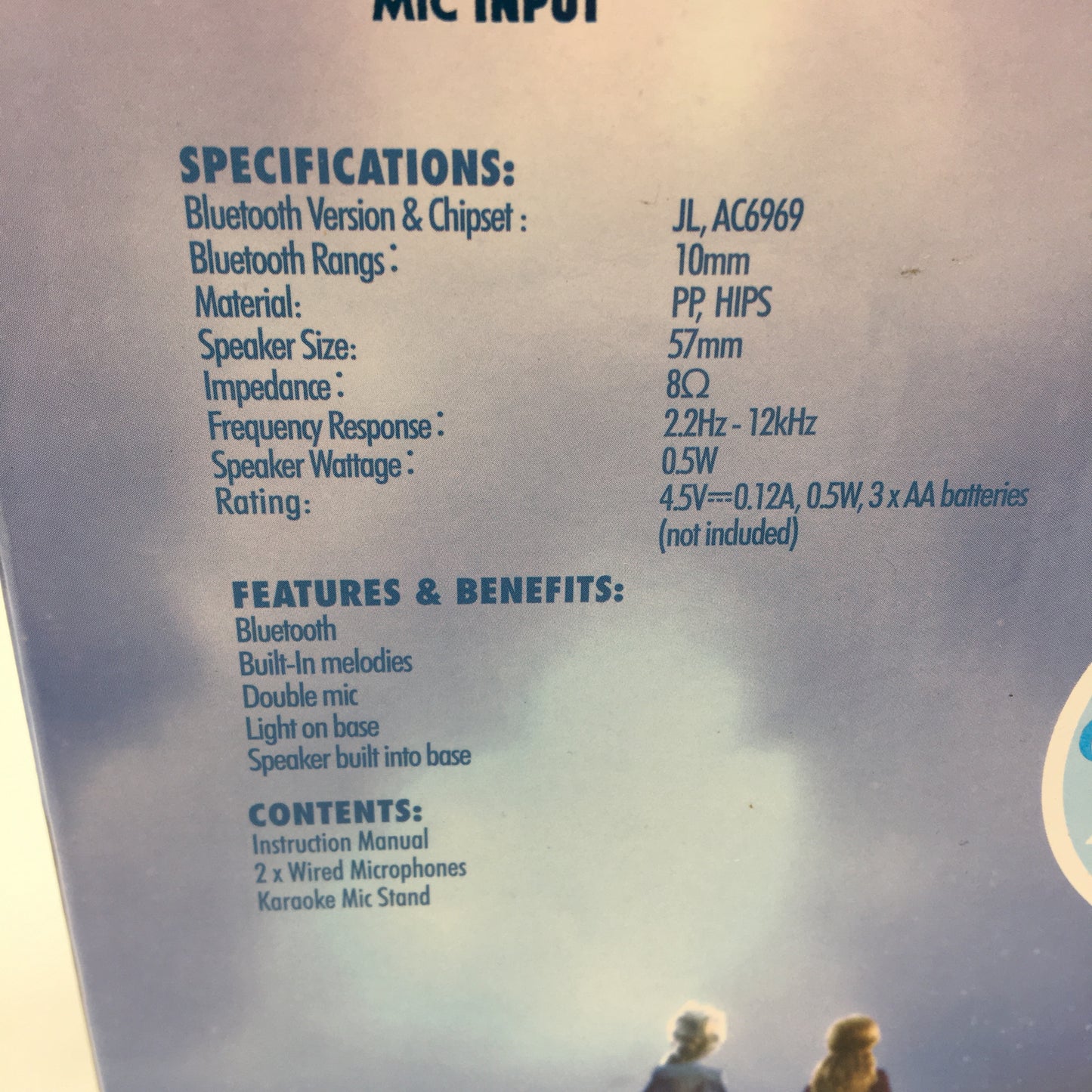 Disney Frozen Bluetooth Karaoke Double Mic Stand with Voice Effects Ages 3+ NEW