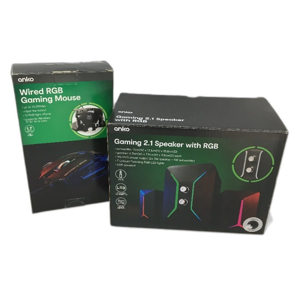 5 Pack Black LED RGB PC Wired Desktop Gaming Set DEMO