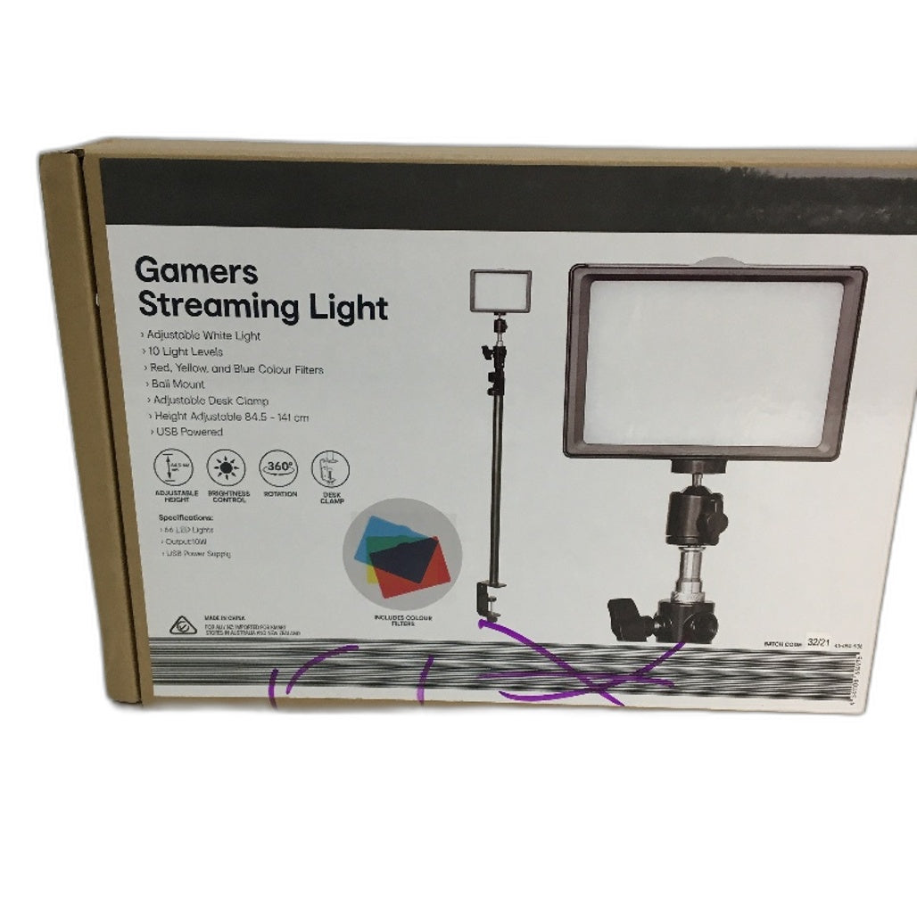 Gamers Streaming Light with Adjustable Desk Clamp incl x3 Colour Filters NEW