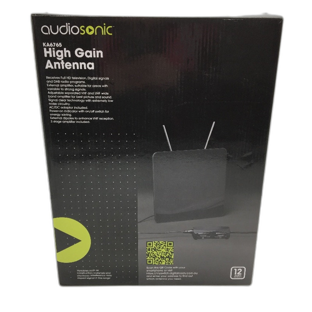 AudioSonic KA6765 High Gain Antenna 3 Stage Amp Indoor TV Receiver NEW