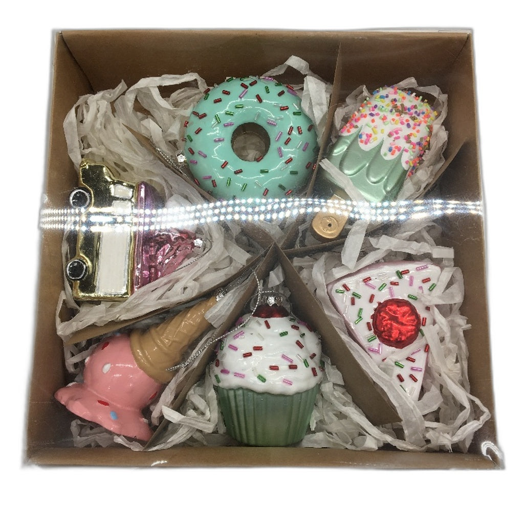 2 Pack 12 Piece Assorted Dessert and Travel Theme Christmas Tree Ornaments NEW