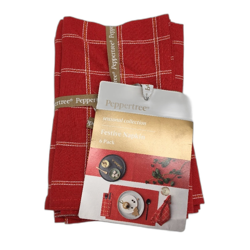 Peppertree Seasonal Collection Red Pom Pom Placemat and Fabric Napery Set NEW