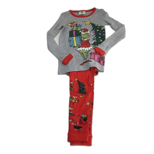 Cotton On Kids The Grinch Grey Red Longsleeve Pyjama Set Boys Size 10 NEW