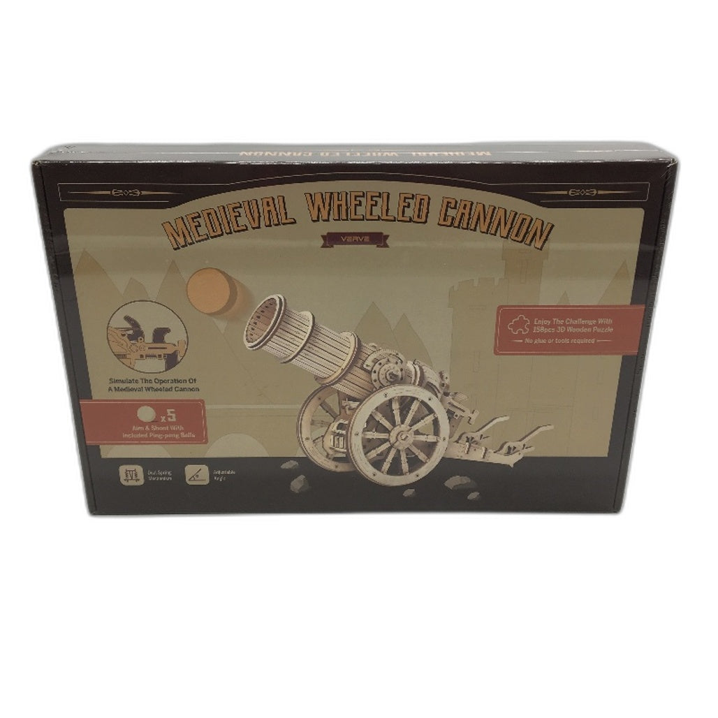 Verve 158 Piece Medieval Wheeled Cannon 3D Wooden Puzzle Ages 14+ NEW