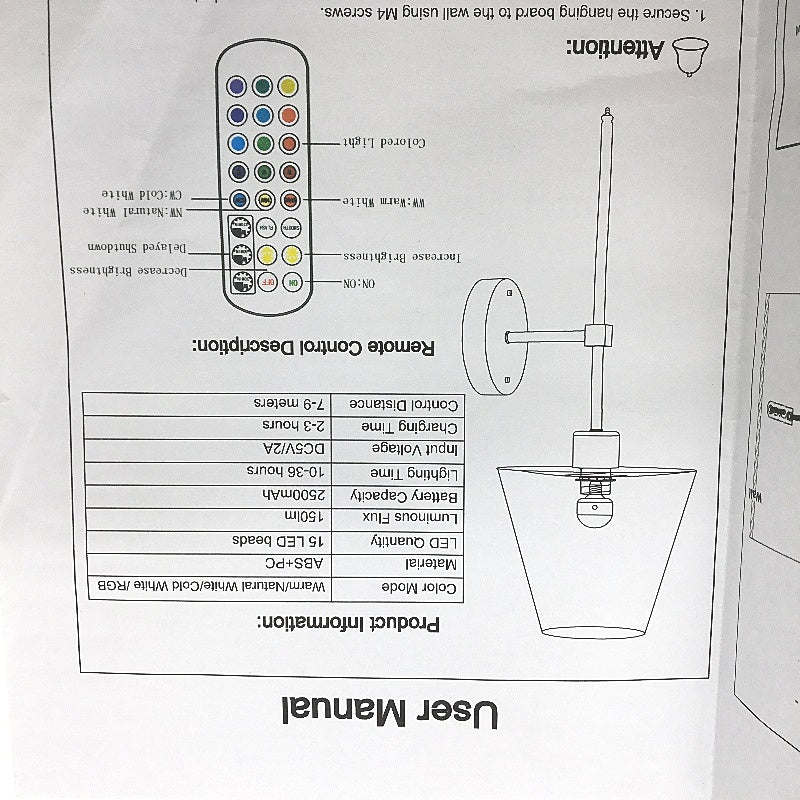 Jornashar Set of 2 Dimmable Wireless Battery Operated Gold Wall Sconces NEW