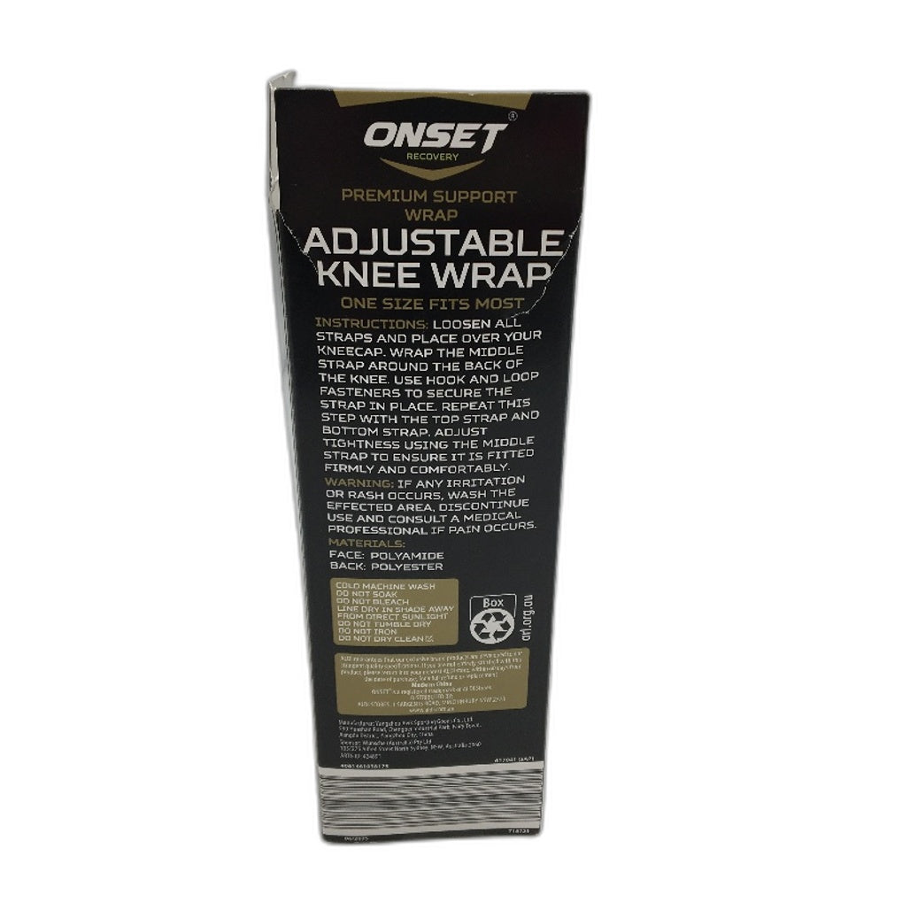 Onset Recovery Premium Support Adjustable Knee Wrap One Size Fits Most NEW
