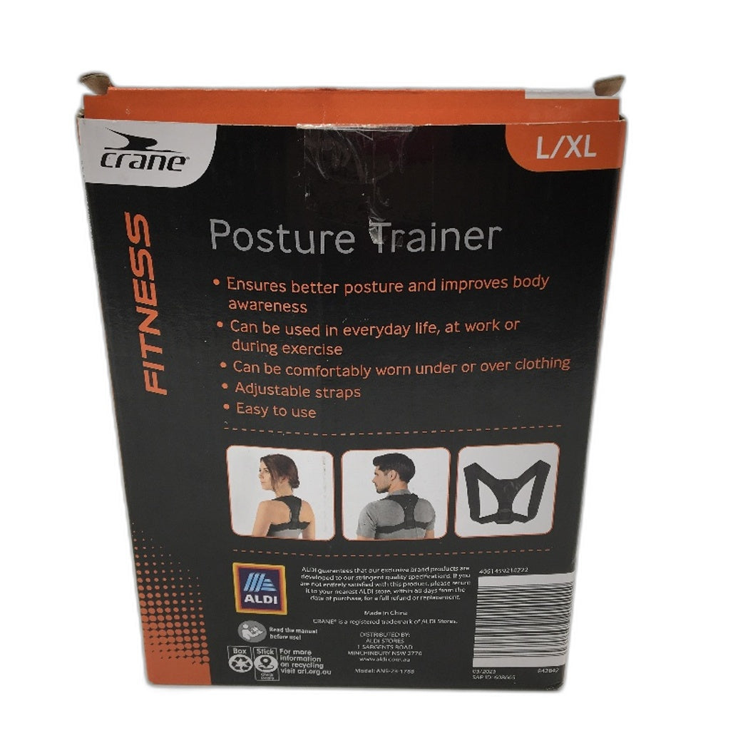 Crane Fitness Black Posture Trainer with Adjustable Straps Size L/XL NEW