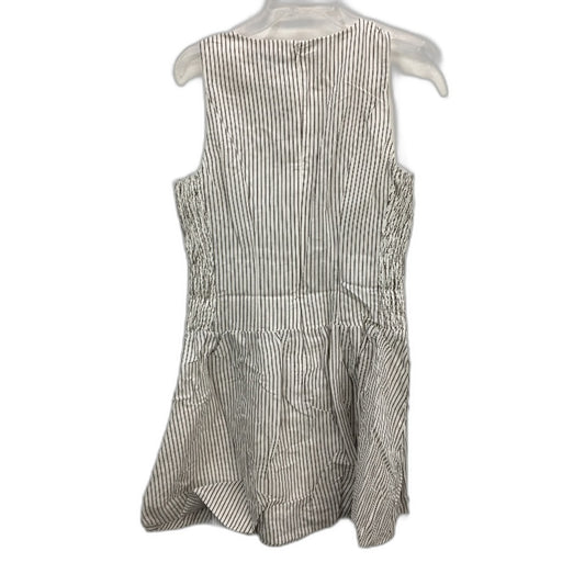 Portmans Fudge Stripe Linen Blend Ruched Sides Bubble Skirted Dress Size 12 NEW