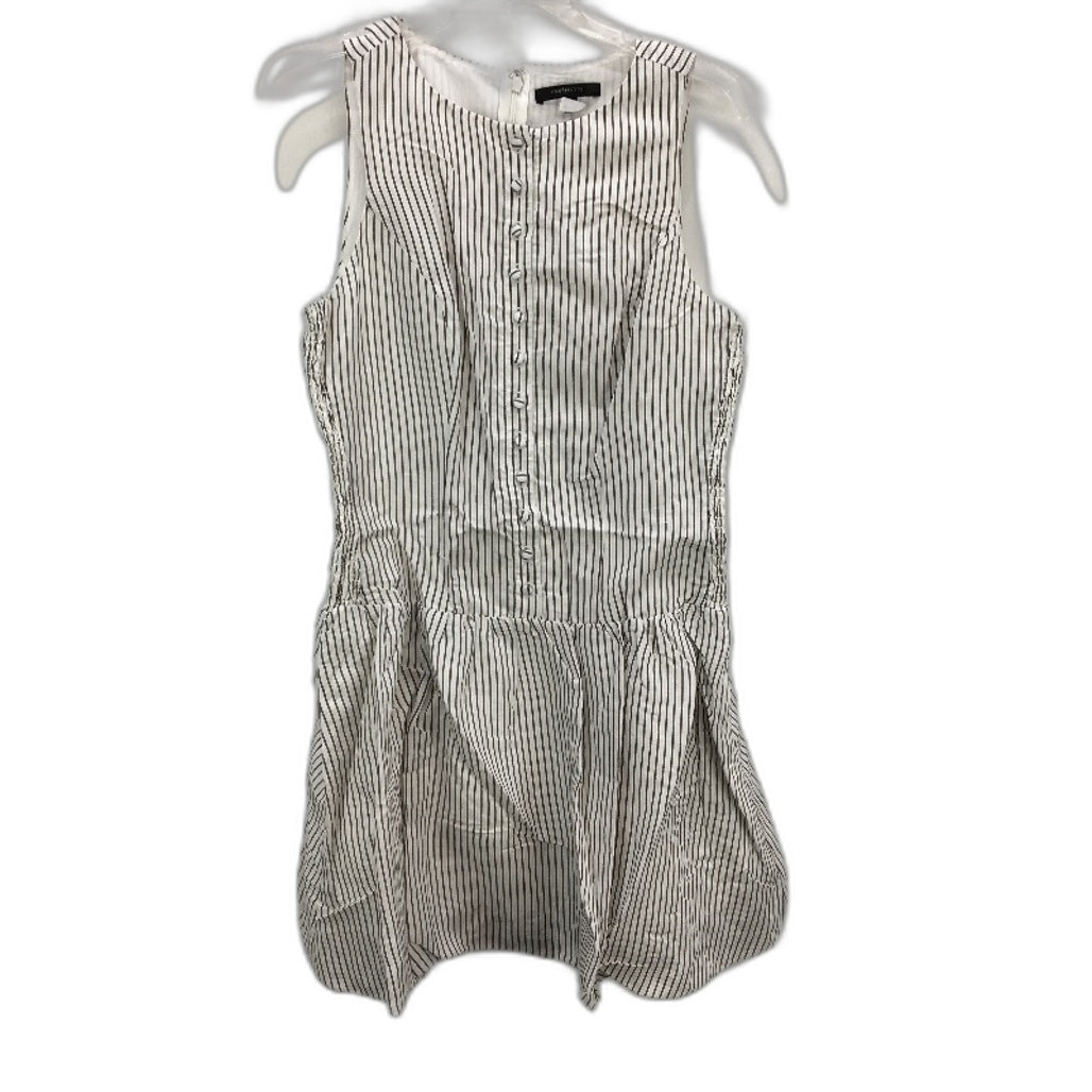 Portmans Fudge Stripe Linen Blend Ruched Sides Bubble Skirted Dress Size 12 NEW