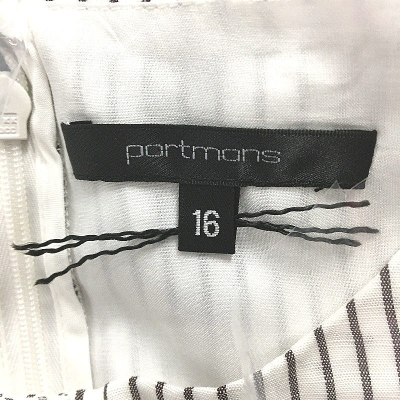 Portmans Fudge Stripe Linen Blend Ruched Sides Bubble Skirted Dress Size 16 NEW