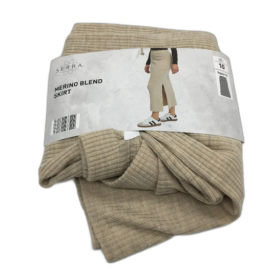 Serra Taupe Merino Wool Blend Regular Fit Long Skirt Side Split Ladies Sz 10 NEW