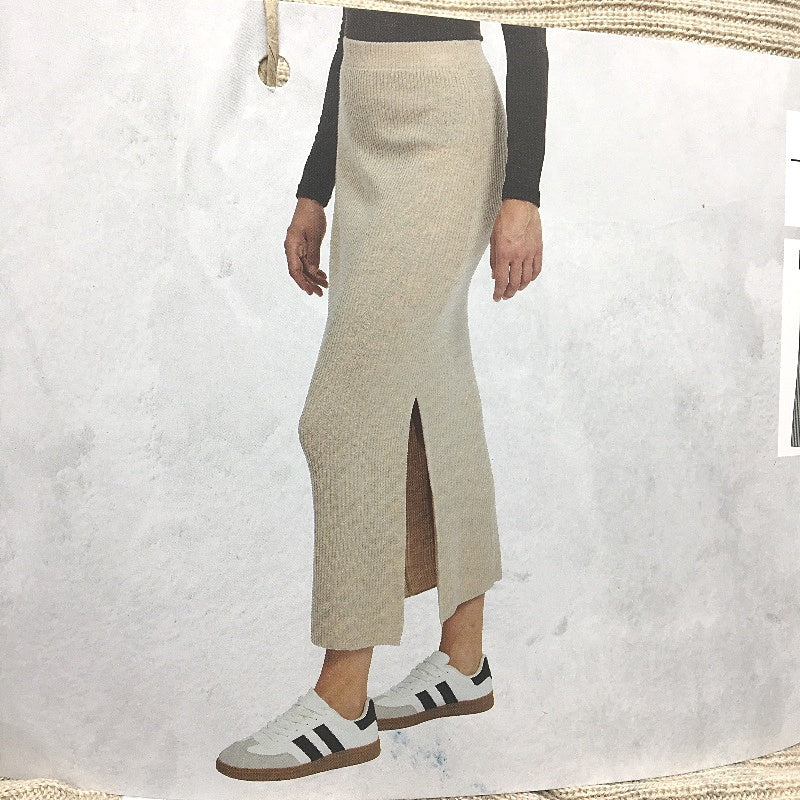 Serra Taupe Merino Wool Blend Regular Fit Long Skirt Side Split Ladies Sz 10 NEW