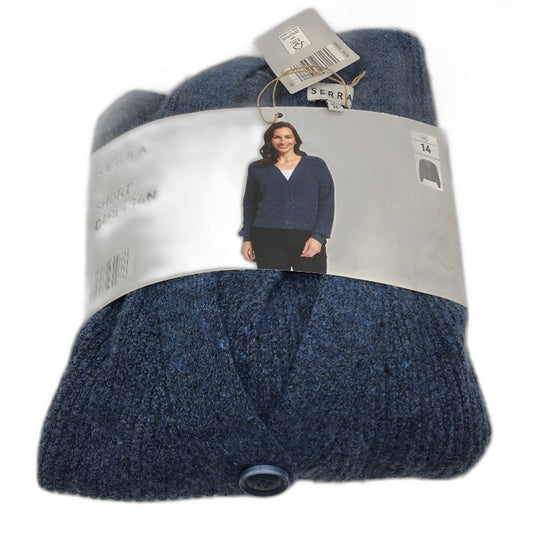 Serra Soft Navy Blue Knit Style Button Up Short Cardigan Ladies Size 14 NEW