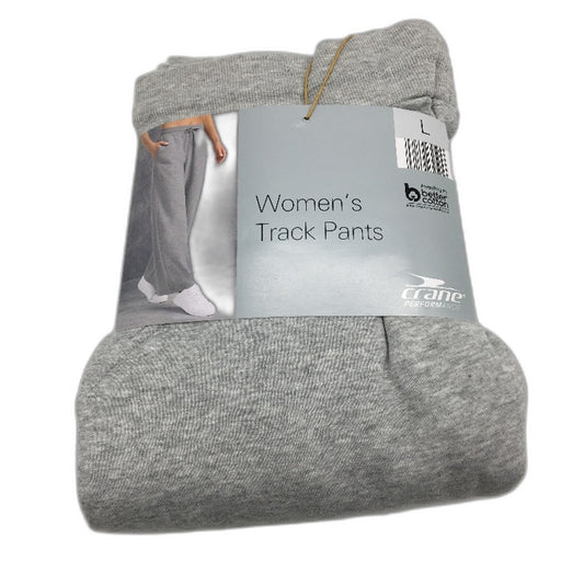 Crane Performance Mid Grey Straight Leg Cotton Blend Track Pants Ladies L NEW