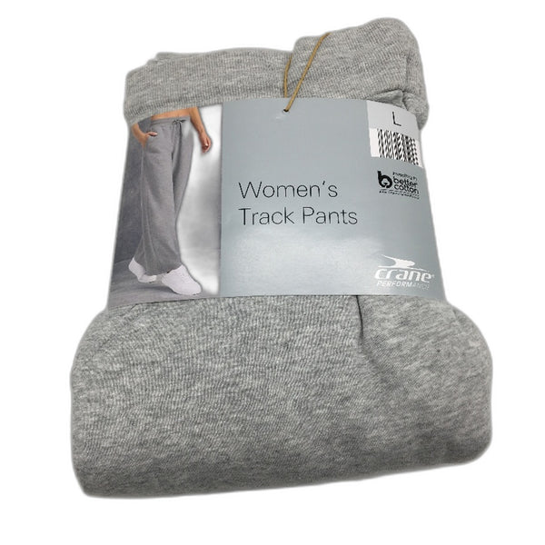 Crane Performance Mid Grey Straight Leg Cotton Blend Track Pants Ladies L NEW