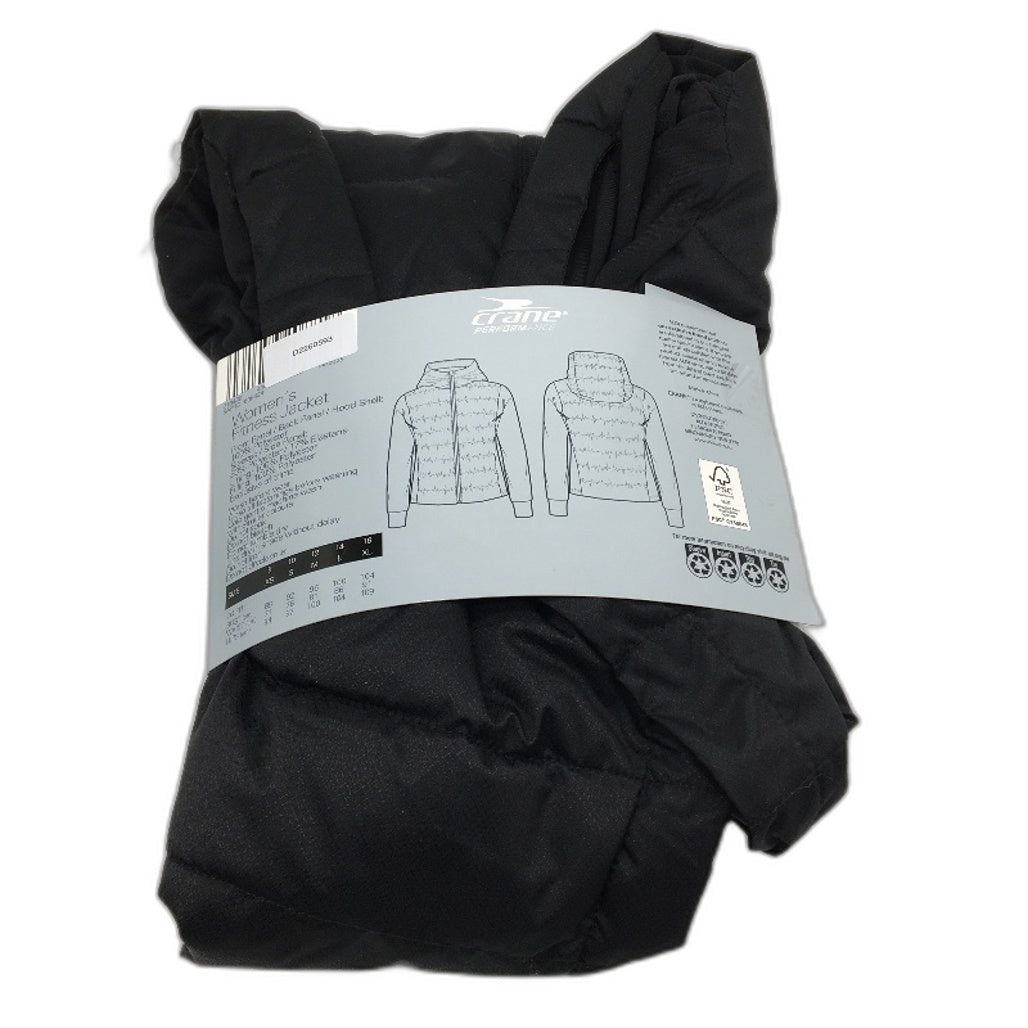 Crane Black Zip Up Fitness Lightweight Slim Fit Jacket Ladies Size Large NEW