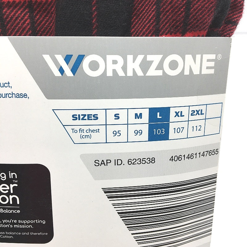 Workzone Red & Black Checkered Work Flannel Shirt Button-Up Mens Size Large NEW