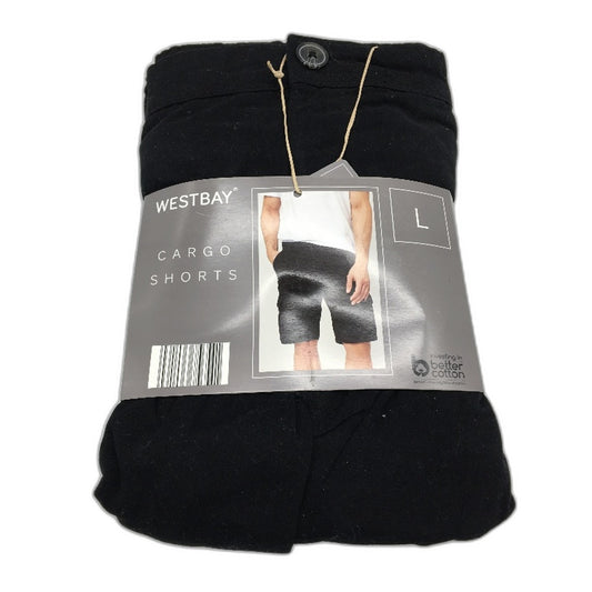 Westbay Black Classic Cotton Cargo Button Zip-Up Shorts Mens Size Large NEW