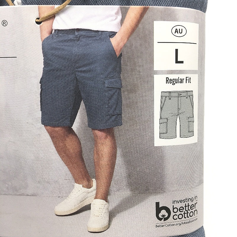 Westbay Blue Regular Fit Cotton Cargo Button Zip-Up Shorts Mens Size Large NEW