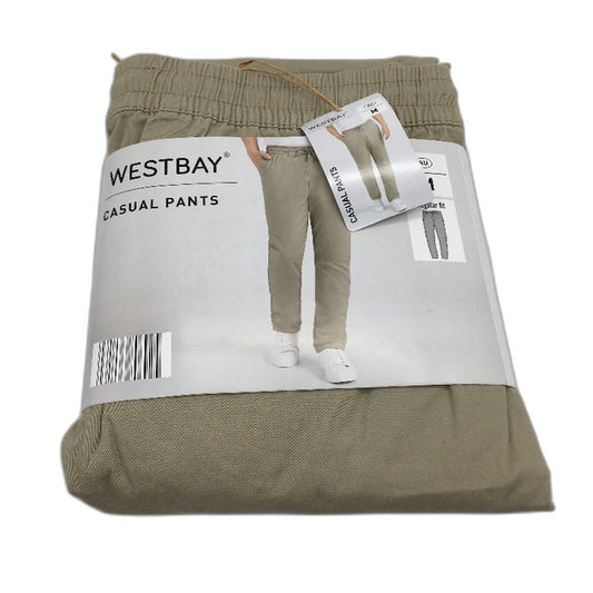 Westbay Khaki Regular Fit Elastic Waist Casual Pants Mens Size Medium NEW