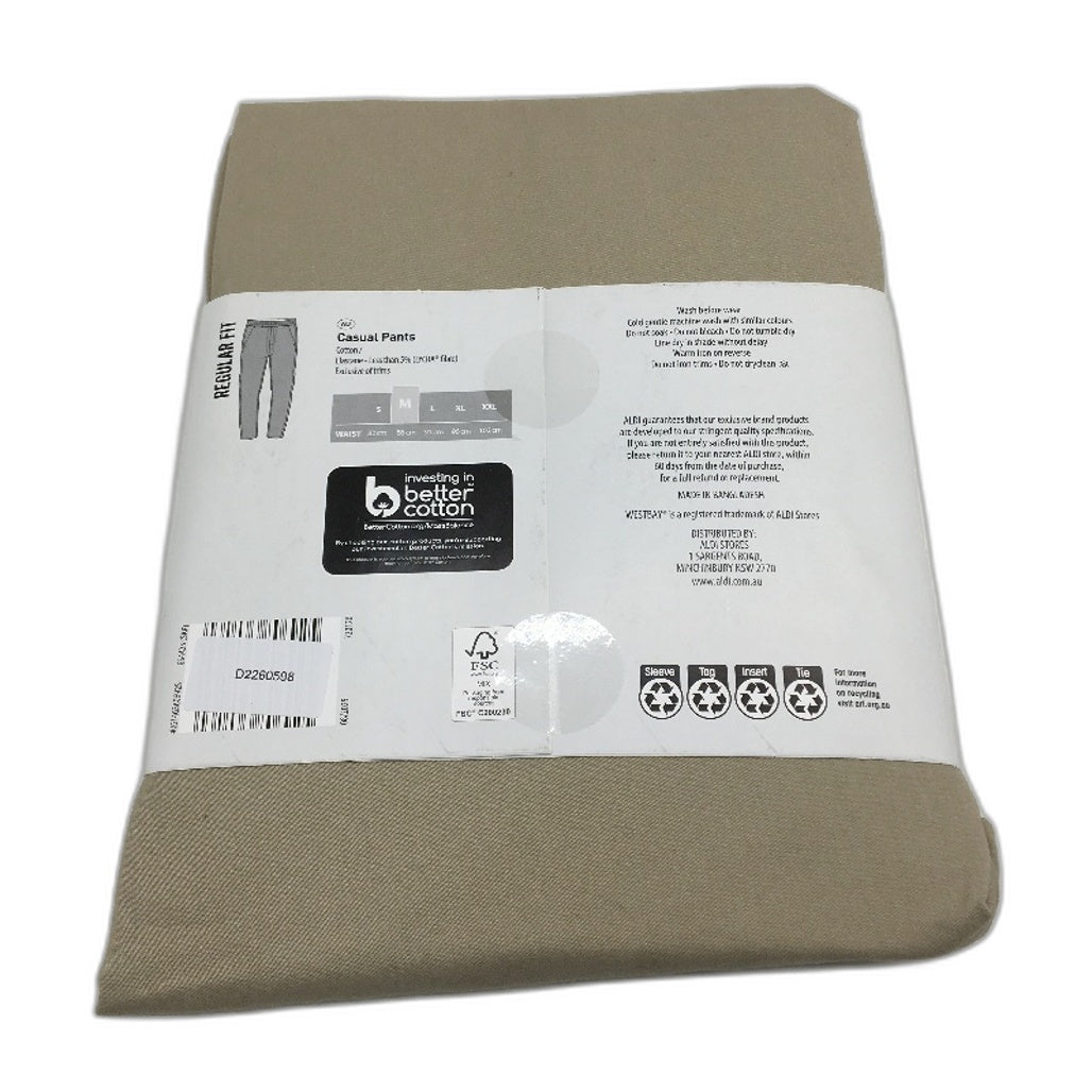 Westbay Khaki Regular Fit Elastic Waist Casual Pants Mens Size Medium NEW