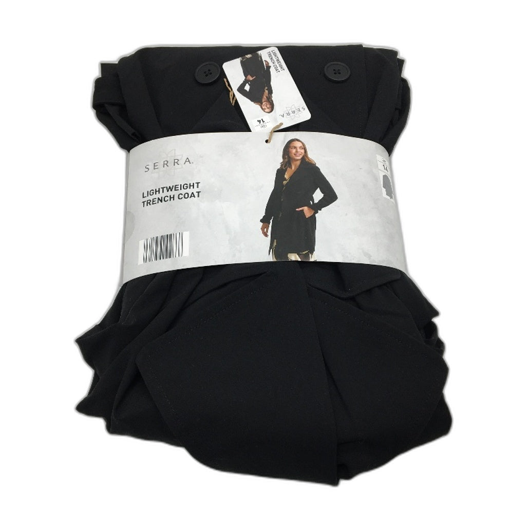Serra Black Lightweight Button Up & Belted Trench Coat Ladies Size 14 NEW