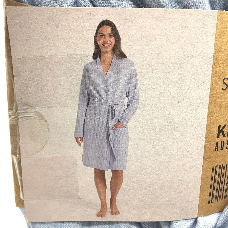 Serra Lightweight Australian Cotton Blend Blue Knit Robe Ladies Size 12 NEW