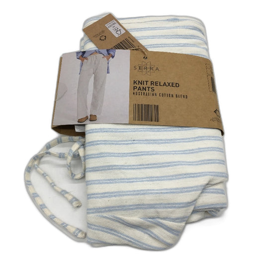 Serra Lightweight Australian Cotton Blend Blue Stripe Pants Ladies Size 10 NEW