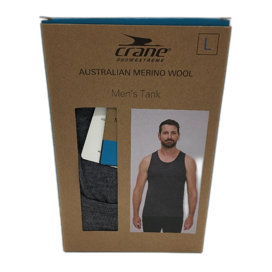 Crane Snow Extreme Grey Australian Merino Wool Tank Top Mens Size L NEW