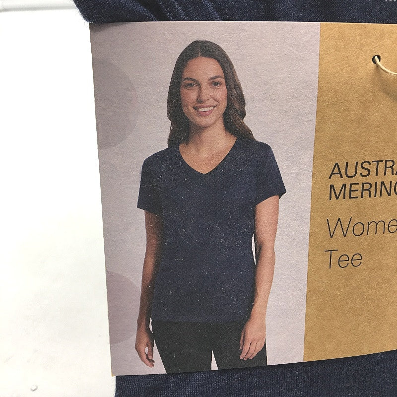 Crane Performance 100% Merino Fine Wool Navy Short Sleeve Top Ladies Size M NEW