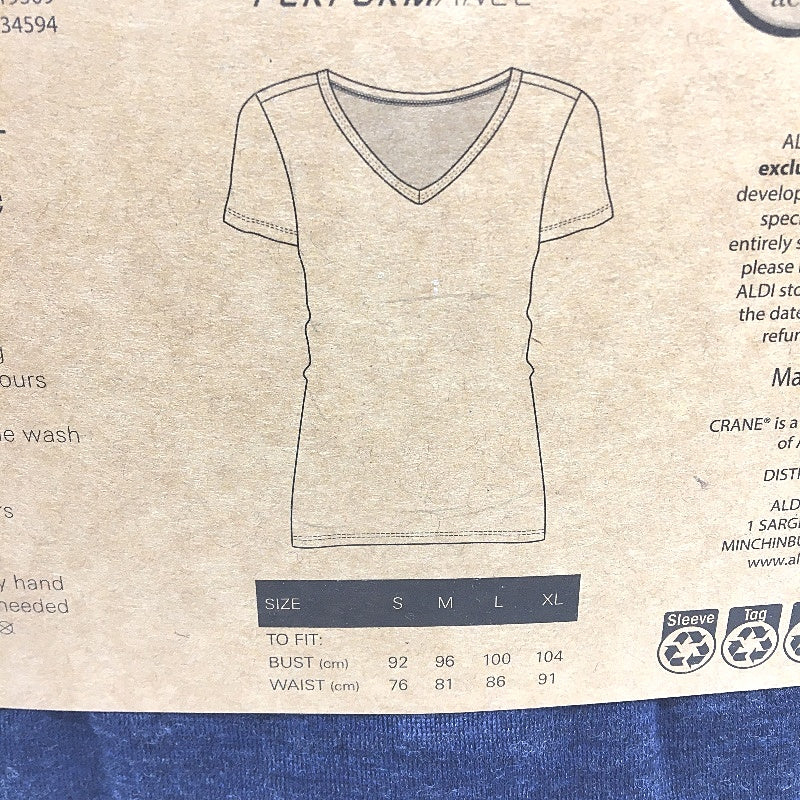 Crane Performance 100% Merino Fine Wool Navy Short Sleeve Top Ladies Size M NEW