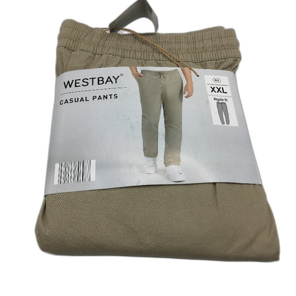 Westbay Khaki Regular Fit Elastic Waist Casual Pants Mens Size XXL NEW