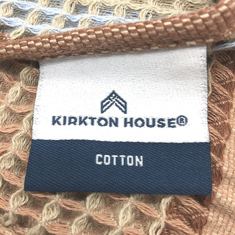 Kirkton House Australian Cotton Blue Brown Check Waffle Blanket 1.8m x 2.3m NEW