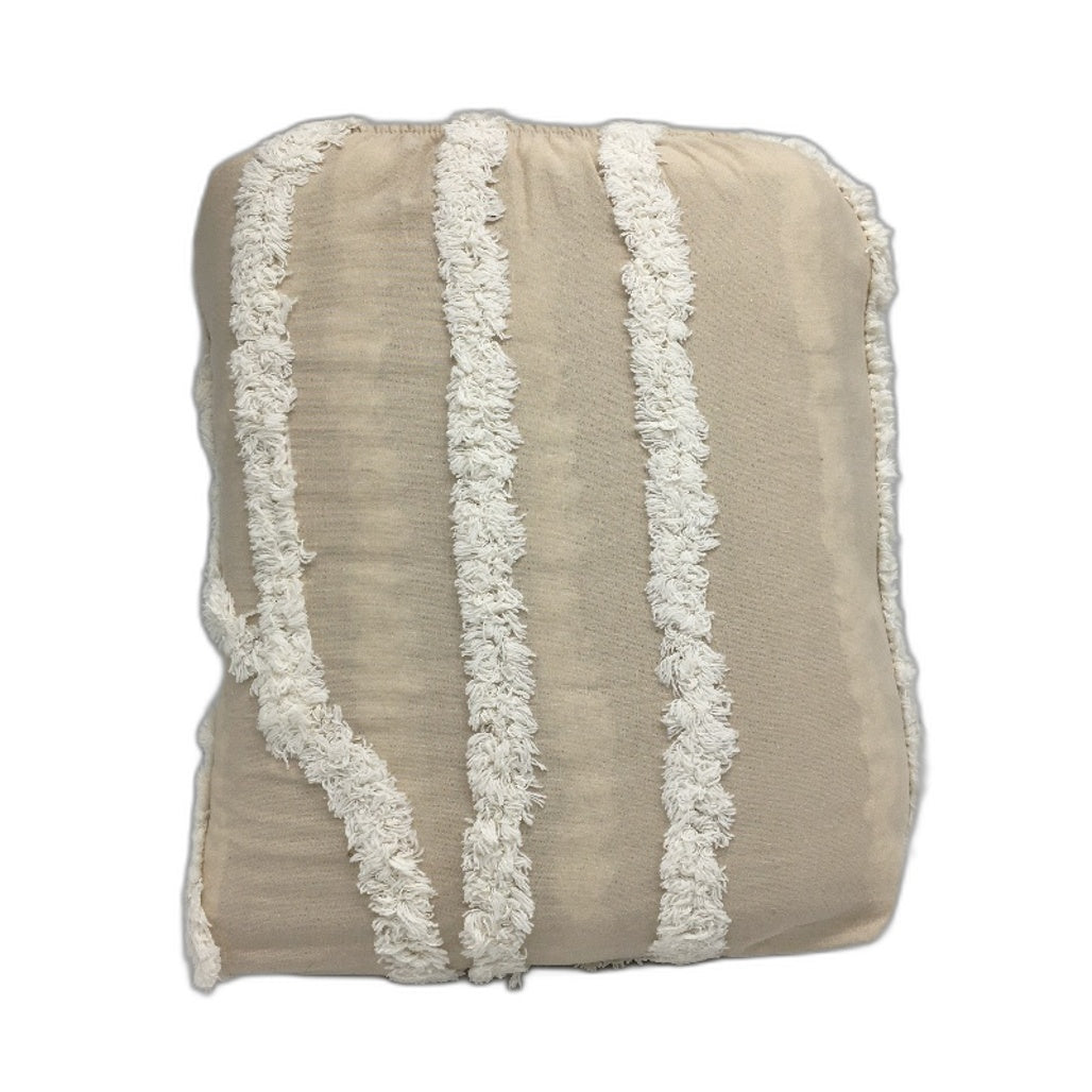 Avery Neutral Beige White Tufted Textured 100% Cotton Quilt Cover Set QUEEN NEW