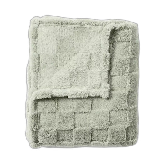 Home Decor Soft Sea Grass Green Check Textured Throw Blanket 1.27x1.52m NEW