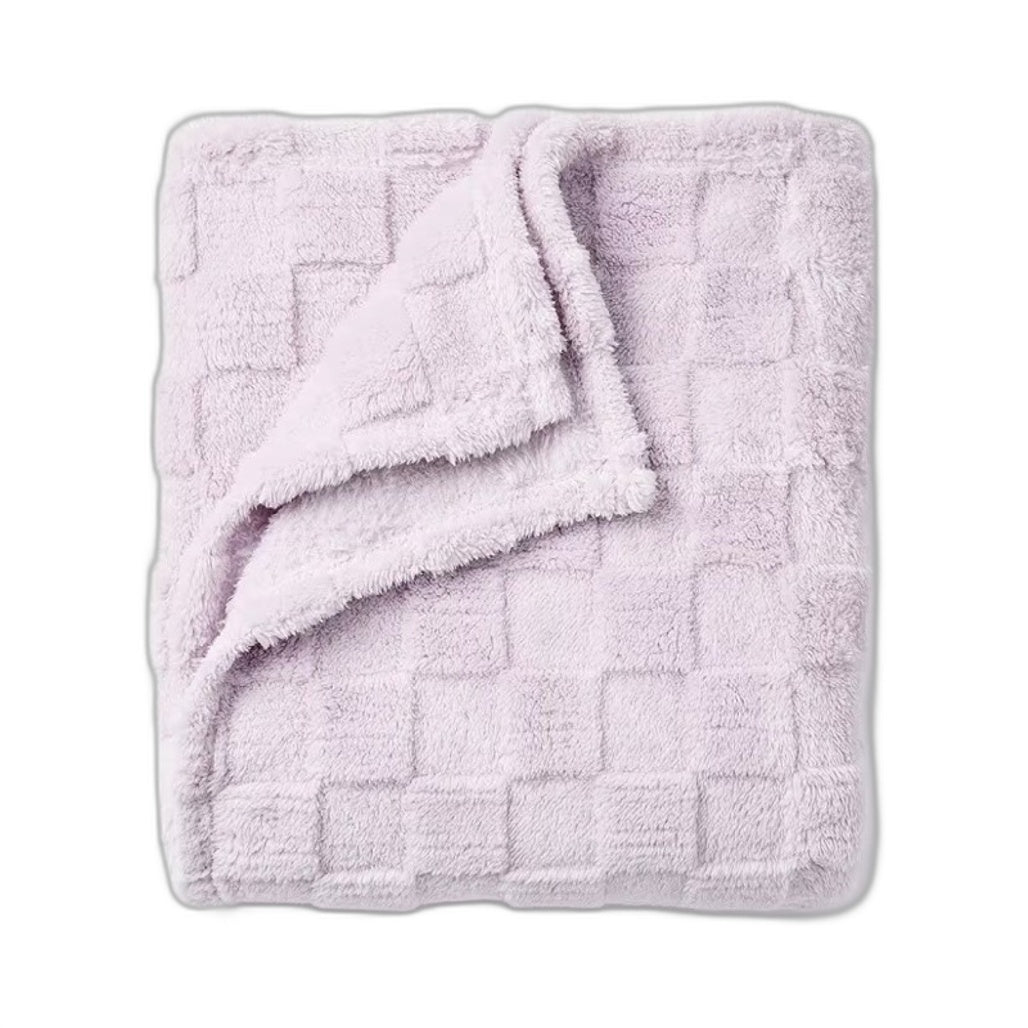 Home Decor Soft Lilac Light Purple Check Textured Throw Blanket 1.27x1.52m NEW