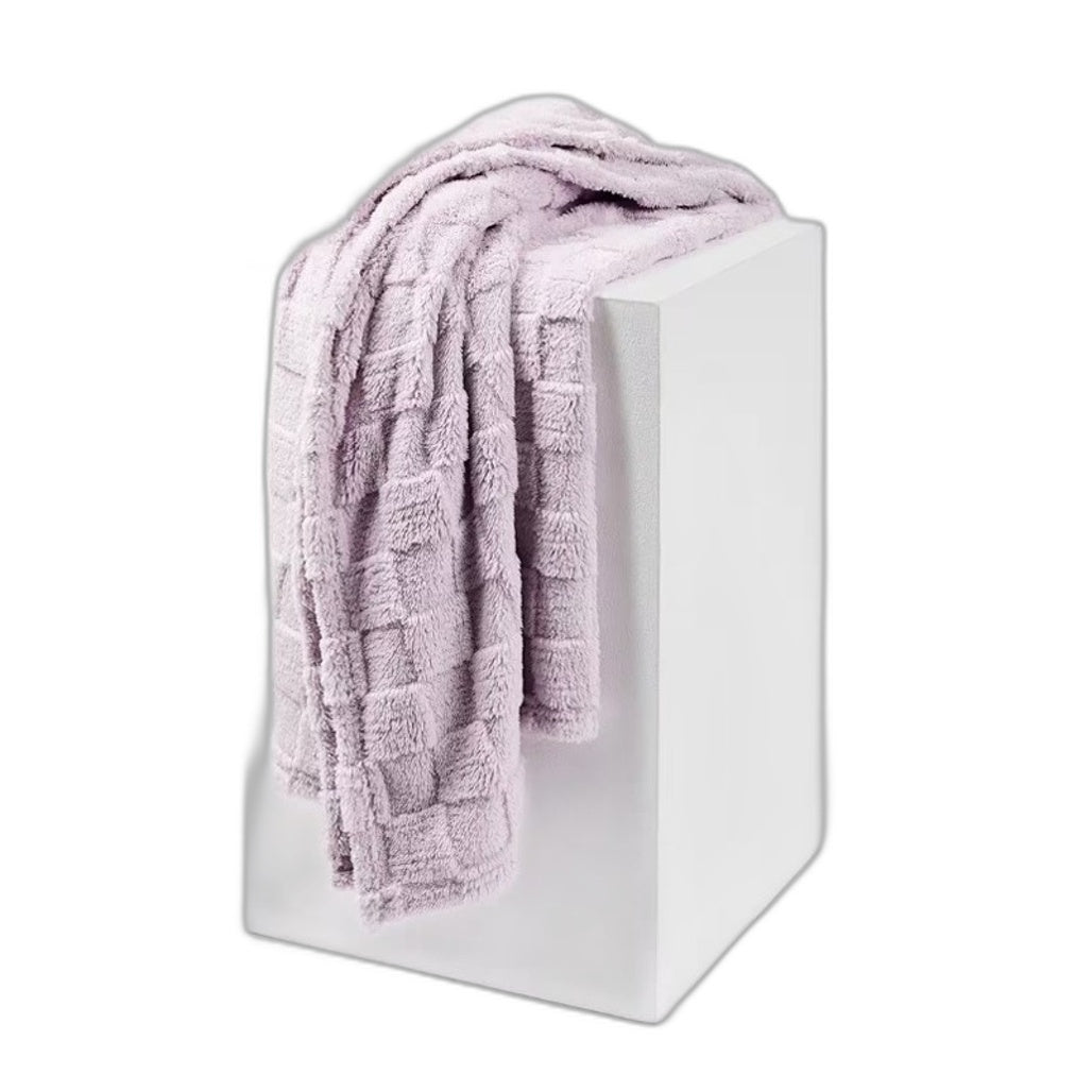 Home Decor Soft Lilac Light Purple Check Textured Throw Blanket 1.27x1.52m NEW
